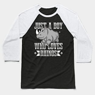 Just A Boy Who Loves Rhinos Rhinoceros Safari Zoo Baseball T-Shirt